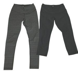 90 DEGREE BY REFLEX Lot 2 Black High Rise Long Capri Sheer Mesh Yoga Leggings S